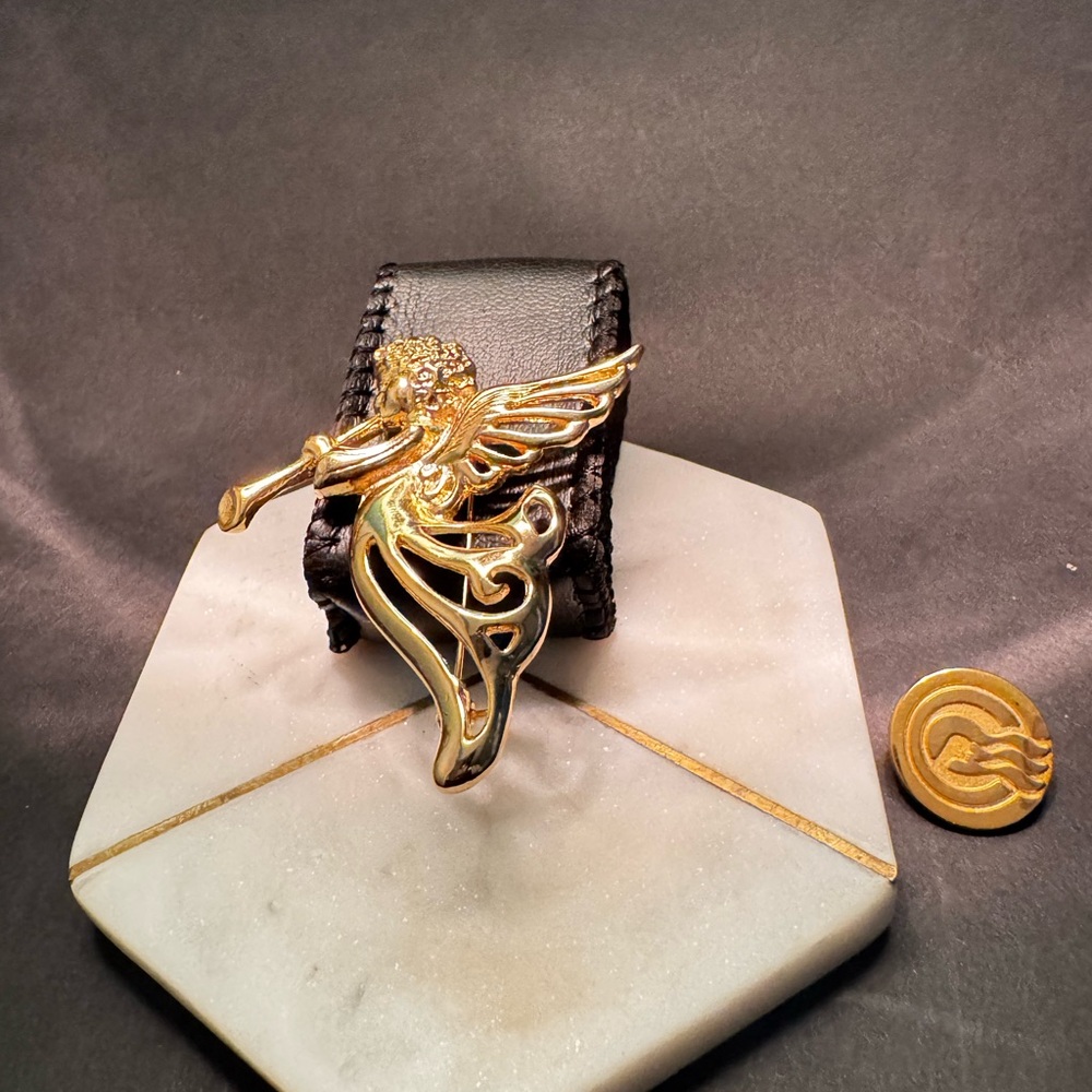 Elegant Gold Angel Brooch